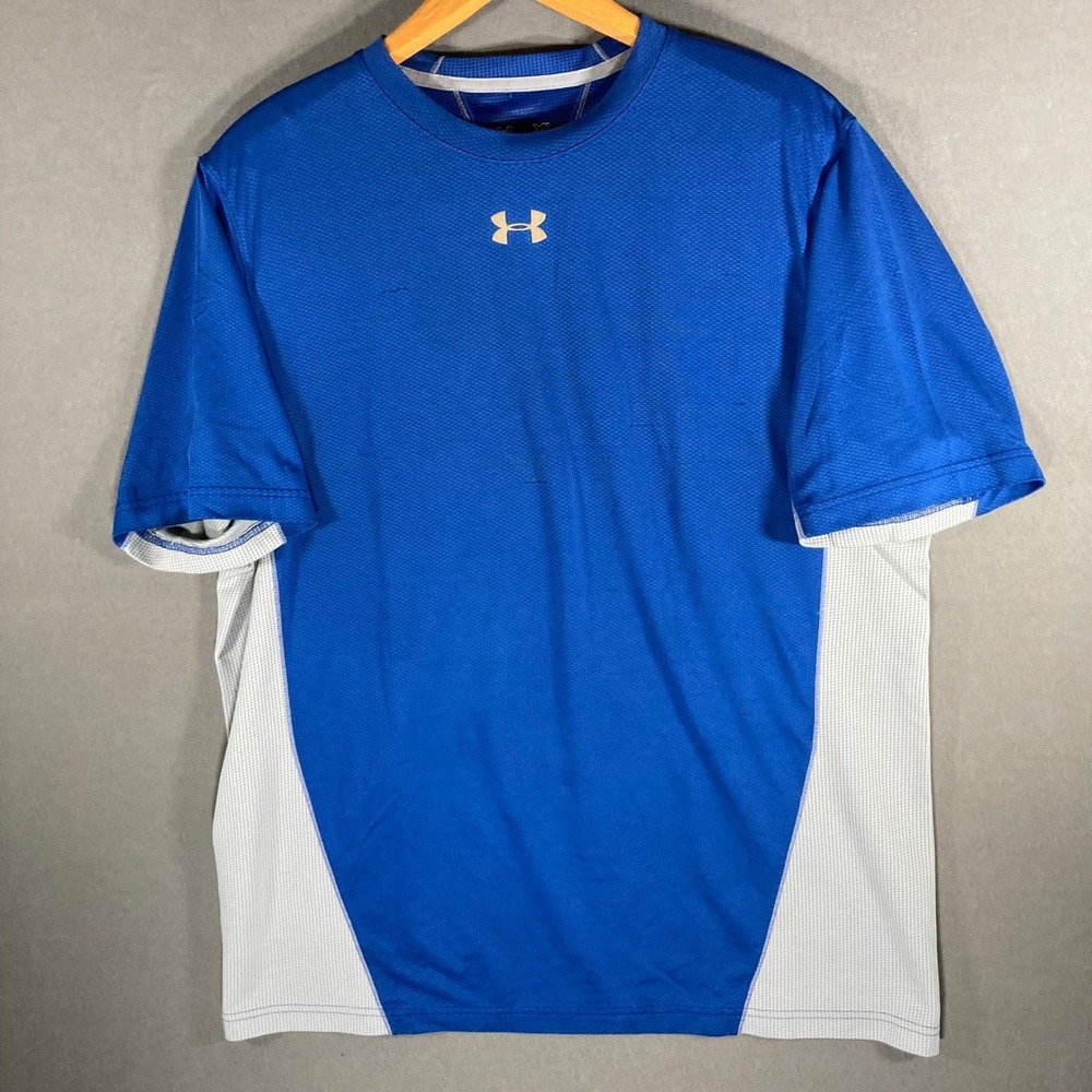 Under Armour HeatGear T Shirt Mens XL Blue Loose Fit Training VJOW210